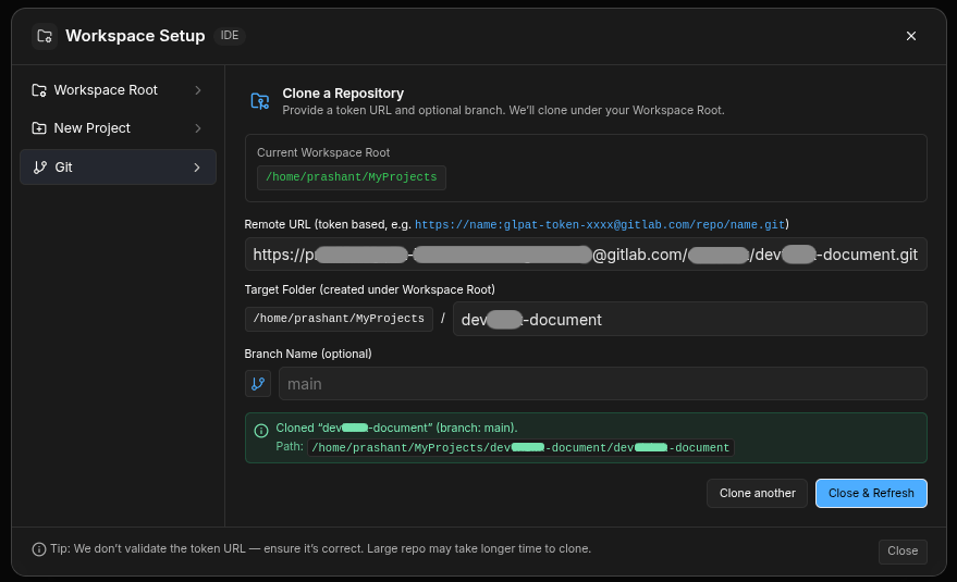 Repo cloned successfully